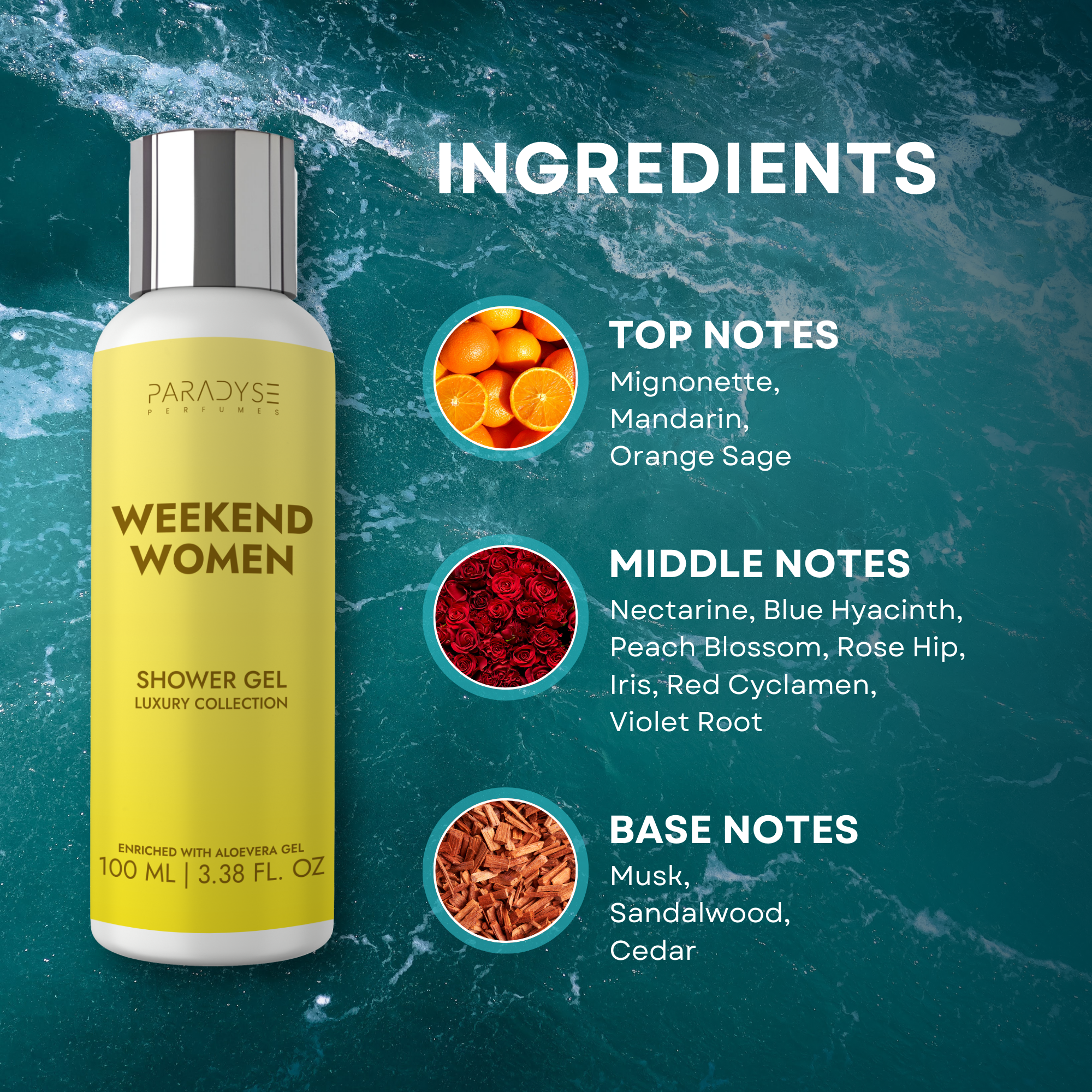 Weekend Women Body Wash for Women | Floral Fruity Woody Scent | Moisturizing & Refreshing | Available in 100 ml