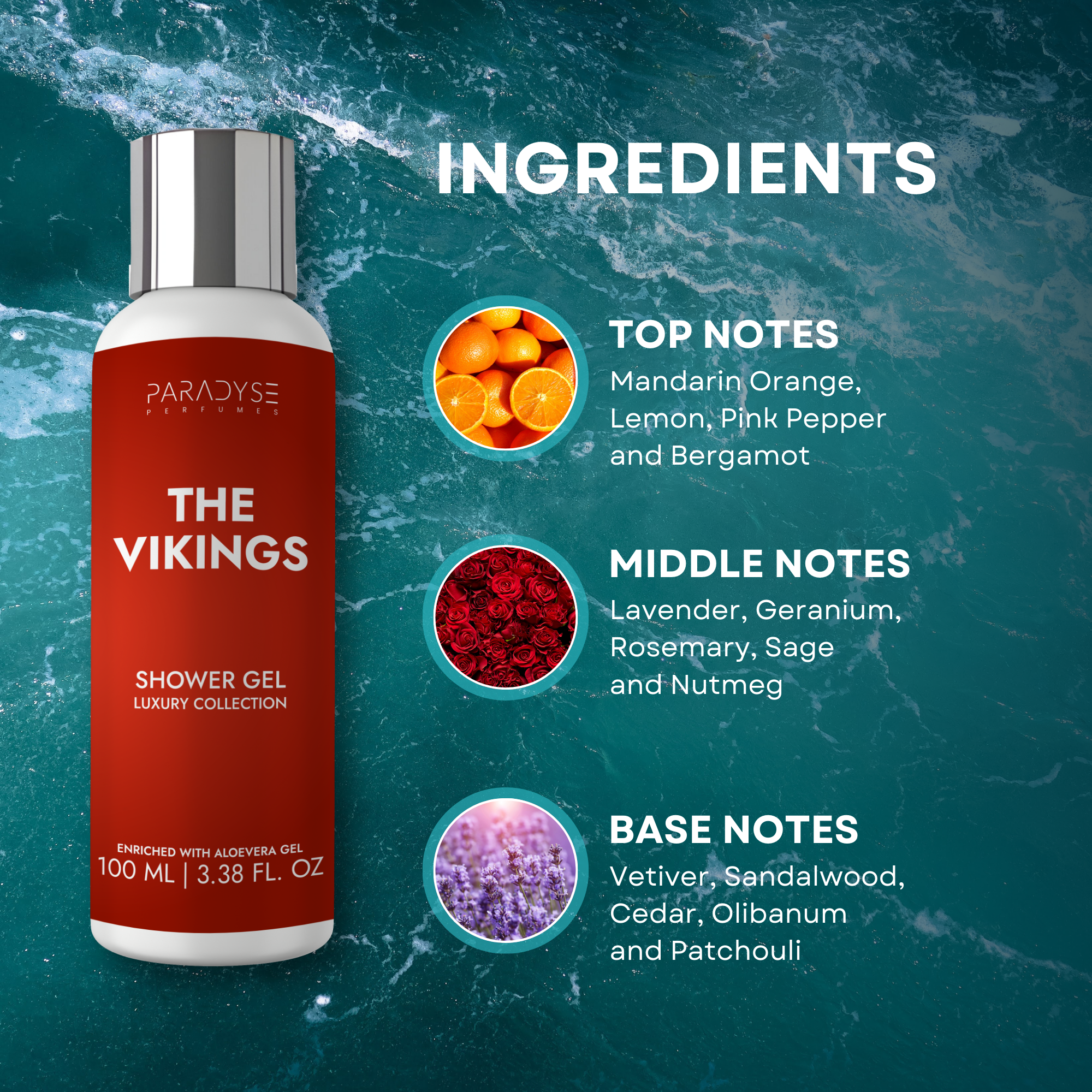 The Vikings Body Wash for Men | Spicy Floral Woody Scent | Moisturizing & Refreshing | Available in 100 ml