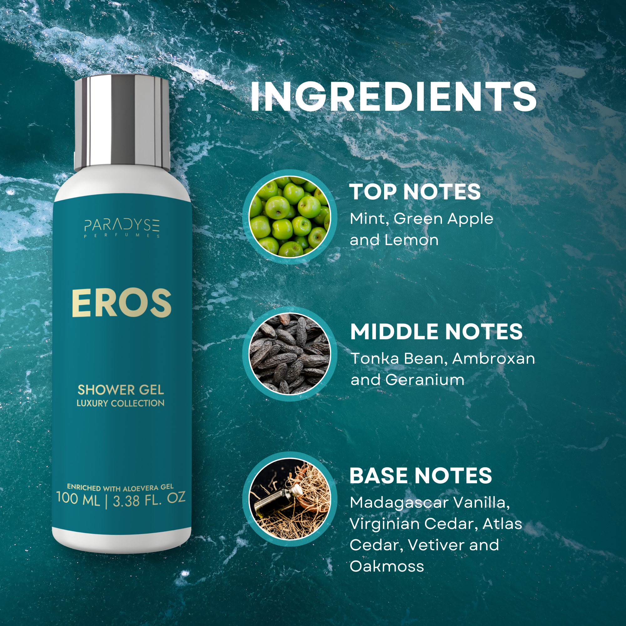 Eros Body Wash for Women | Fougere Woody Scent | Moisturizing & Refreshing | Available inl 100 ml