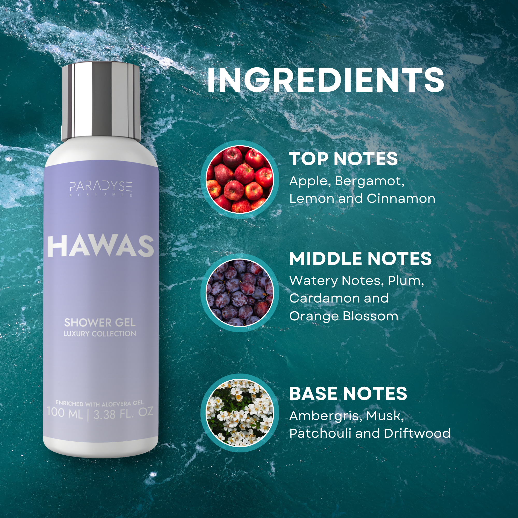 The Hawas Body Wash for Men | Fruity Spicy Scent | Moisturizing & Refreshing | Available in 100 ml