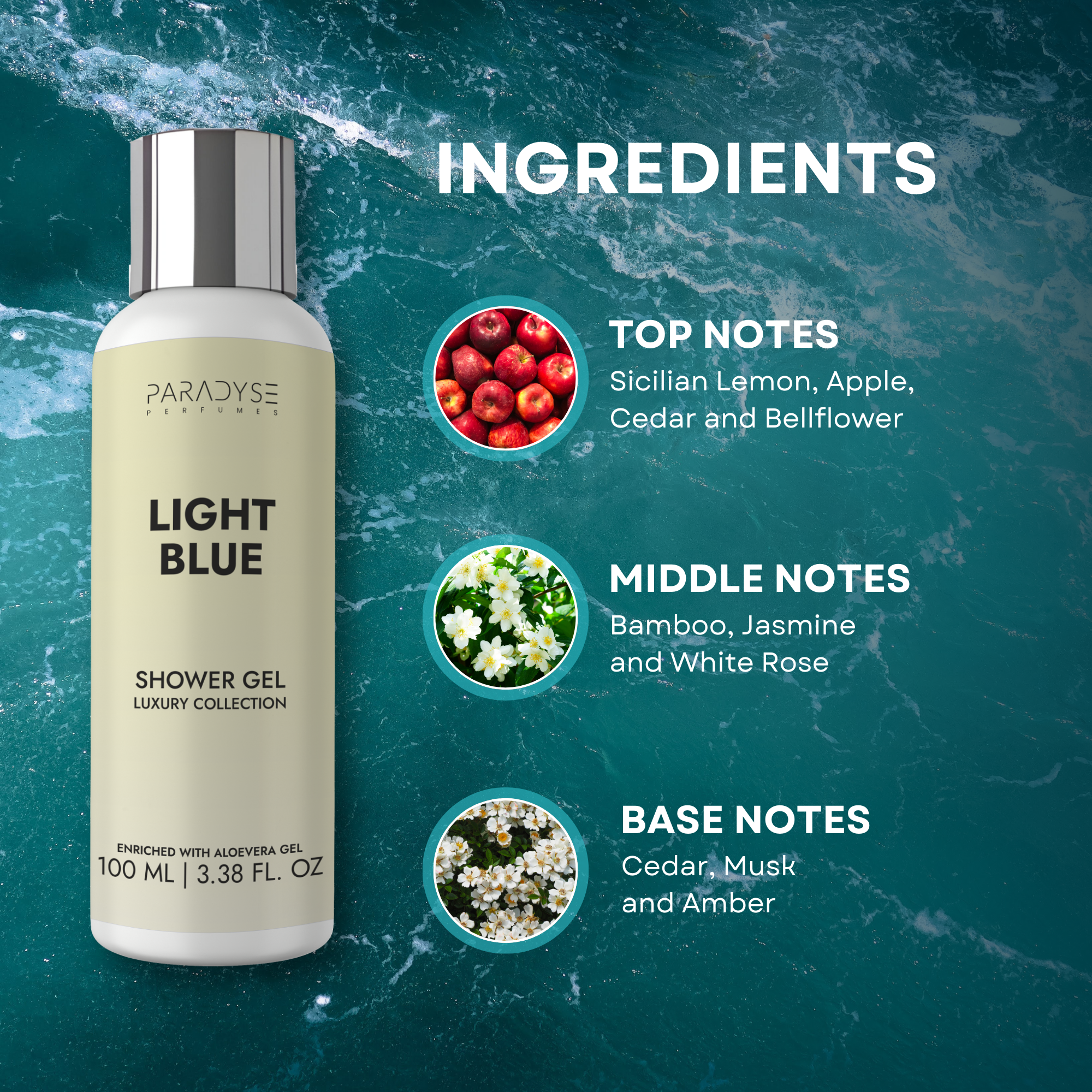 Light Blue Body Wash for Men | Citrus Aquatic Scent | Moisturizing & Refreshing | Available in 100 ml