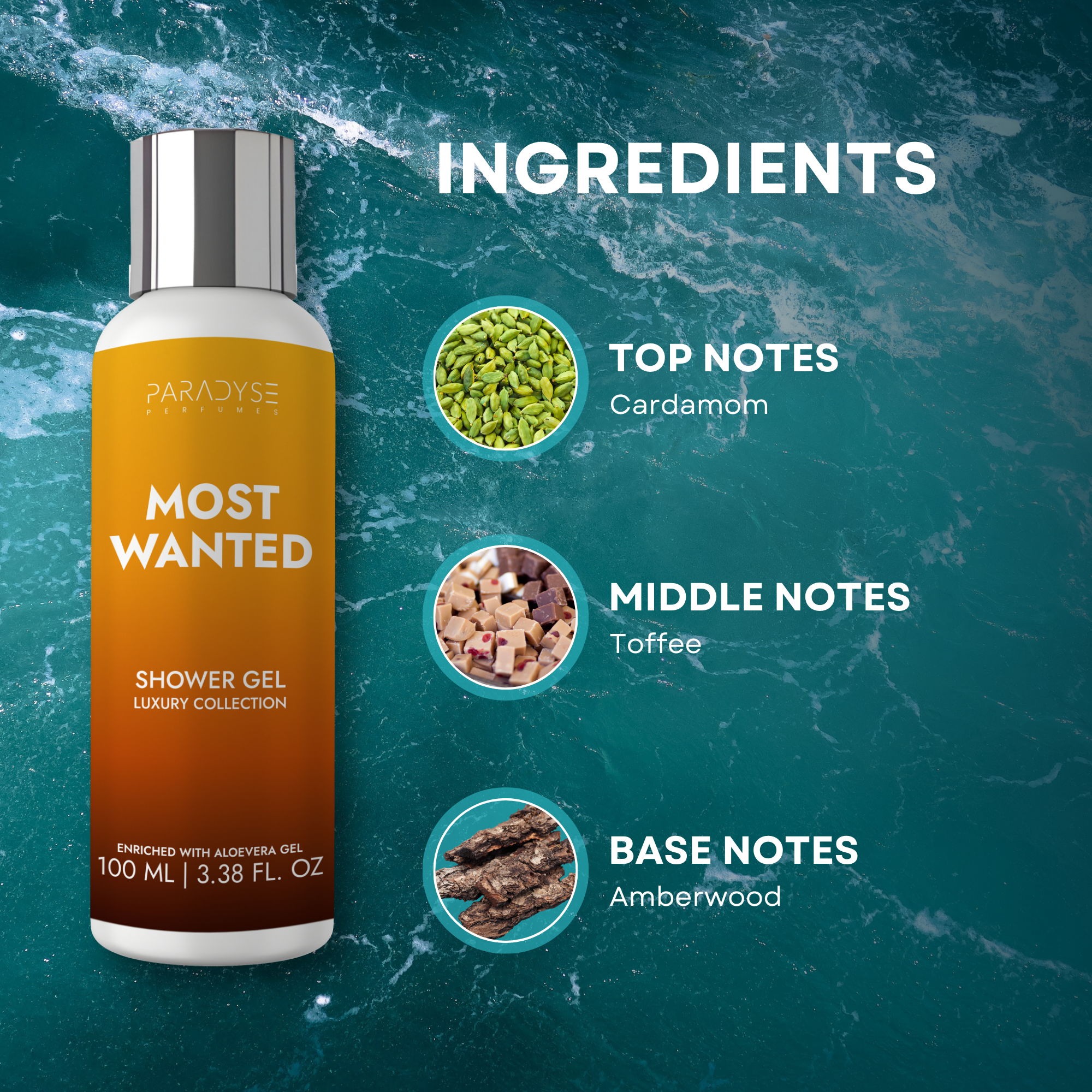 Most Wanted Body Wash for Men | Gourmand Spicy Scent | Moisturizing & Refreshing | Available in 100 ml