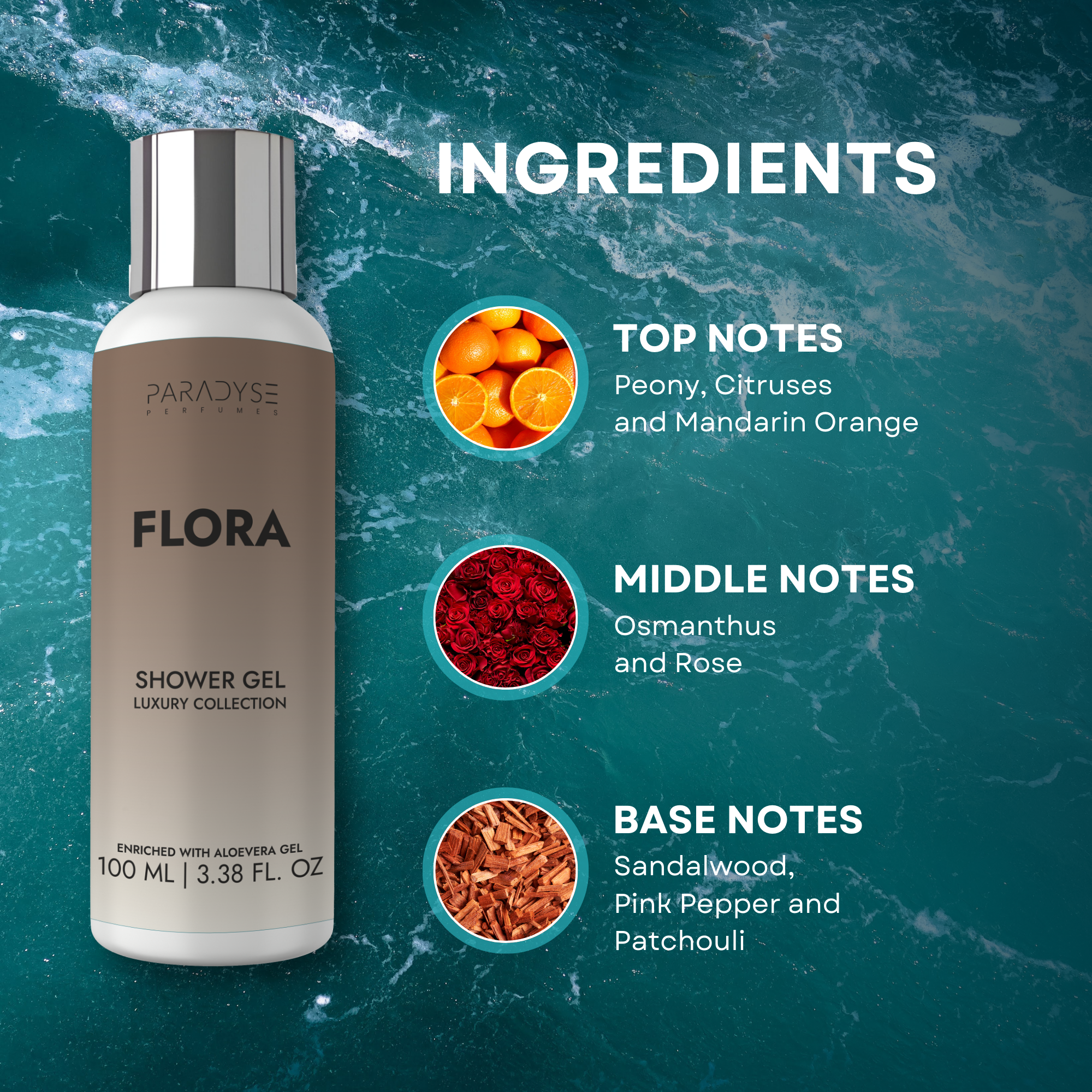 Flora Body Wash for Women | Fruity Floral Scent | Moisturizing & Refreshing | Available in 100 ml