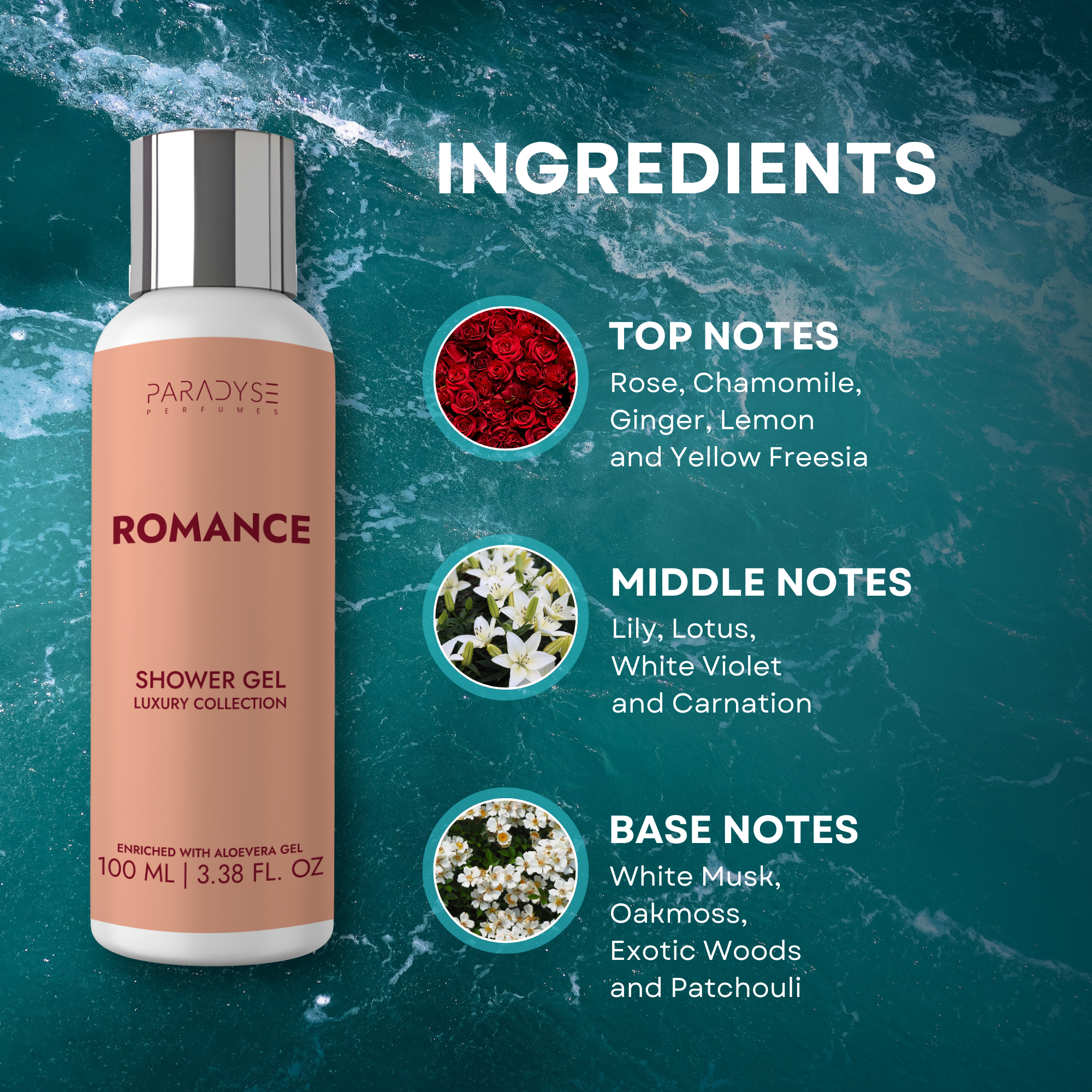 Romance Body Wash for Women | Floral Woody Scent | Moisturizing & Refreshing | Available in 100 ml