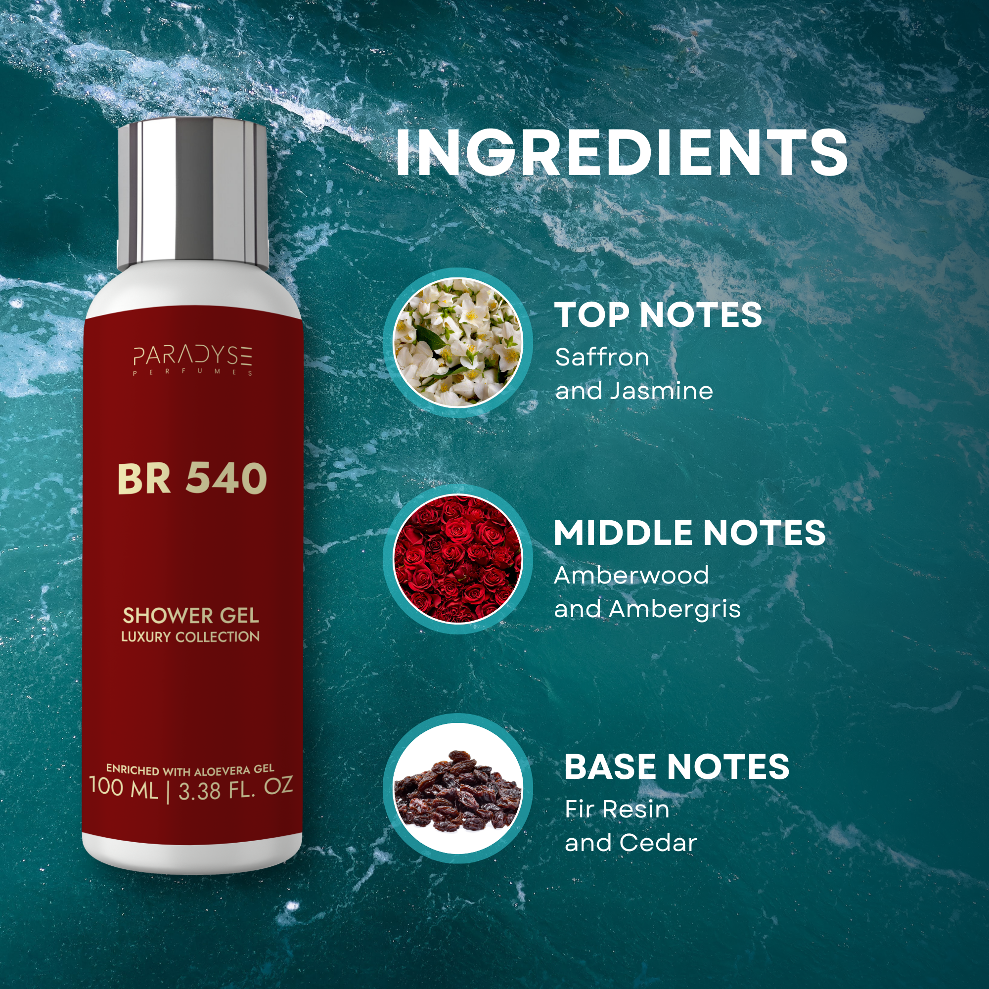 BR 540 Body Wash for Men | Woody Aromatic Scent | Moisturizing & Refreshing | Available in 100 ml