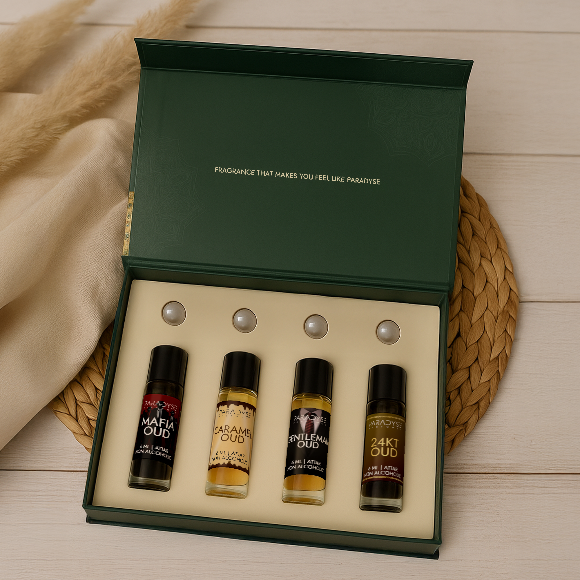 Oud Attars - Midnight Oud | Crown Oud | Oud Mirage | Oud Wood | Pack Of 4