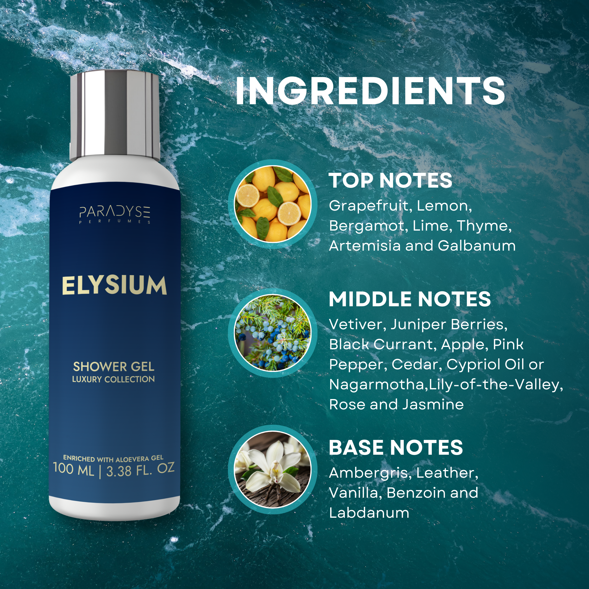 Elysium Body Wash for Men | Citrus Aromatic Scent | Moisturizing & Refreshing | Available in 100 ml
